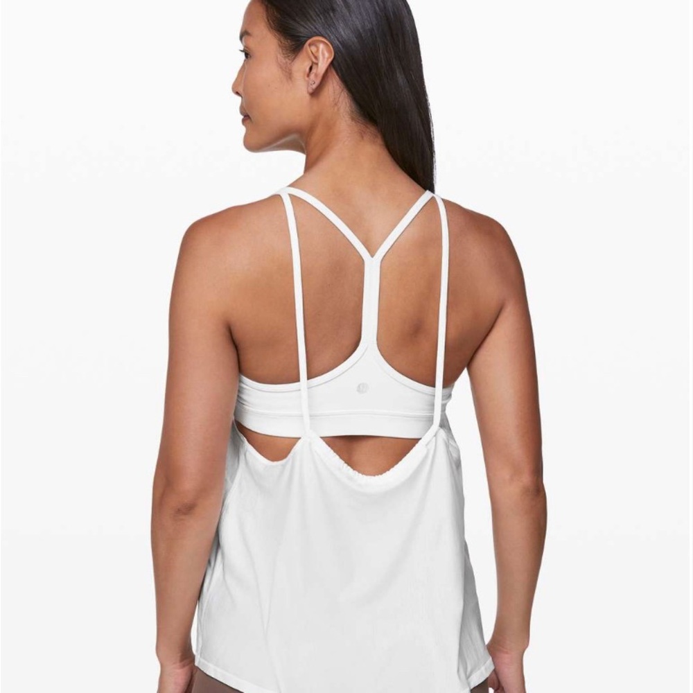 Lululemon White Flow Y 2-in-1 Tank with Built-In Bra